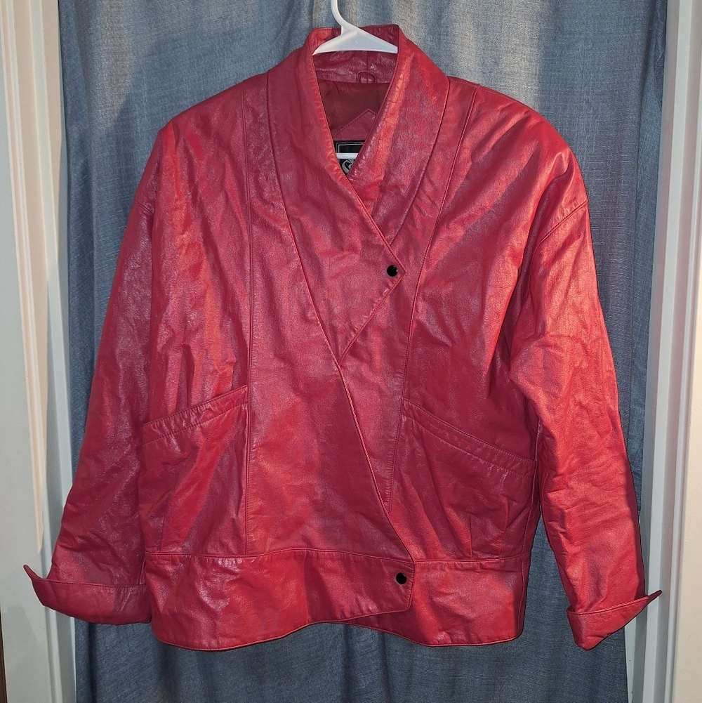 Charleys Leather Vintage Fushia Pink Women's Jacket Size Medium